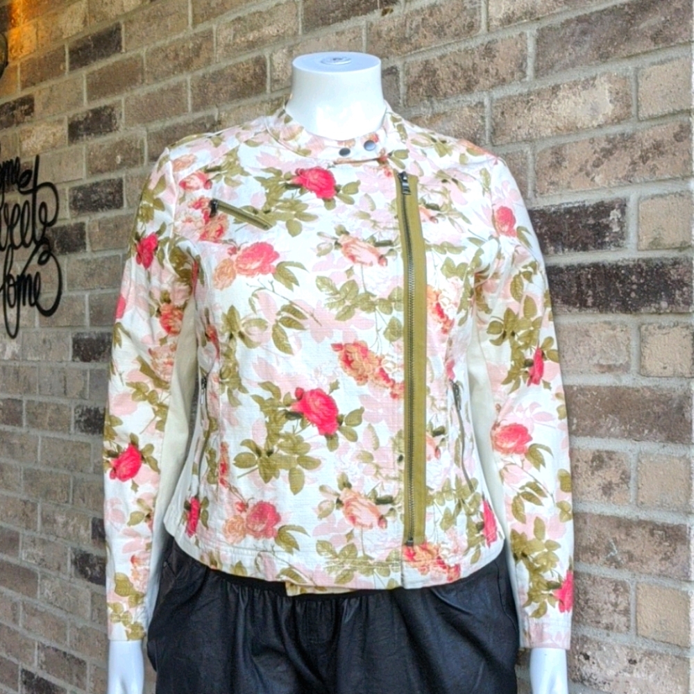 Lane Bryant cream with pink floral jacket